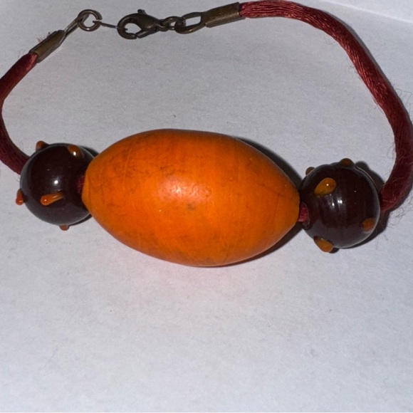 Orange and Brown Bracelet with Clasp Closure - Picture 2 of 2